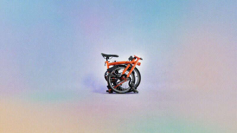 Animation of a Brompton folding bicycle being unfolded as if by magic.   